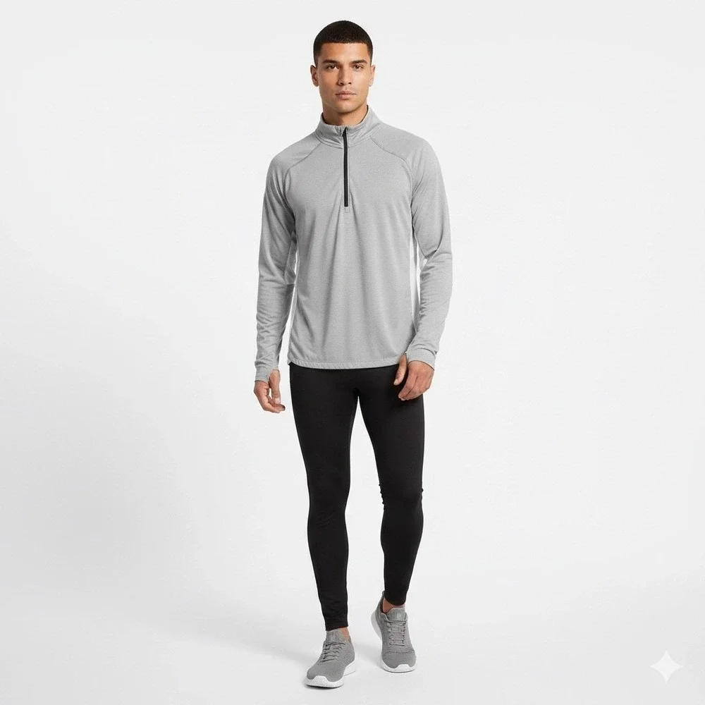 The‎ North Face Mens Size Medium FlashDry 1/4 Zip Pullover Grey Heather Gorpcore